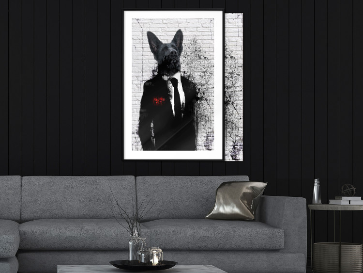 Wall Poster Businessman Dog - a fanciful animal in a suit on a brick wall 130794 additionalImage 19