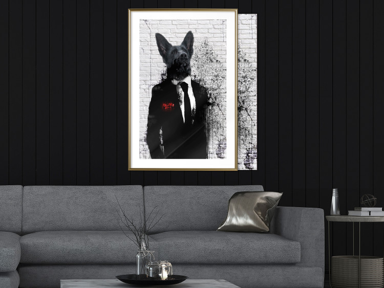 Wall Poster Businessman Dog - a fanciful animal in a suit on a brick wall 130794 additionalImage 15