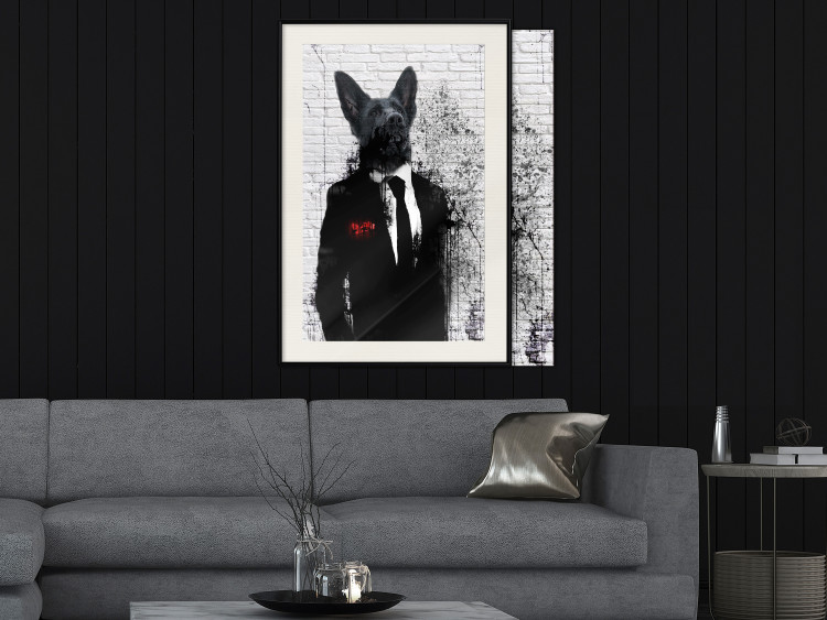 Wall Poster Businessman Dog - a fanciful animal in a suit on a brick wall 130794 additionalImage 20