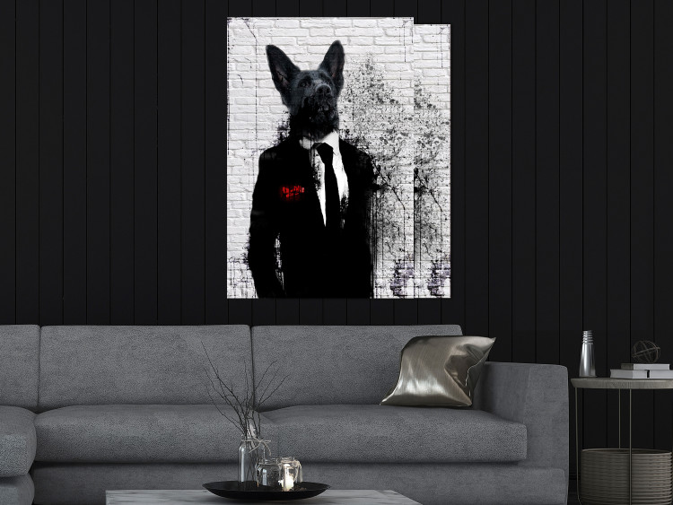 Wall Poster Businessman Dog - a fanciful animal in a suit on a brick wall 130794 additionalImage 2