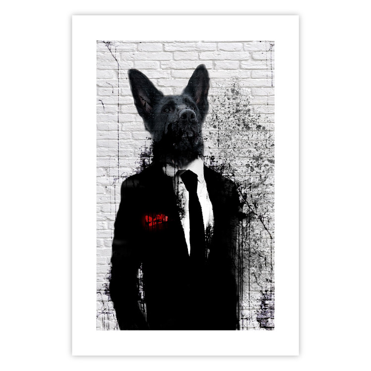 Wall Poster Businessman Dog - a fanciful animal in a suit on a brick wall 130794 additionalImage 15