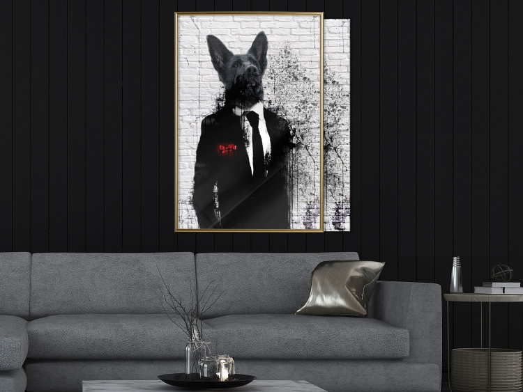 Wall Poster Businessman Dog - a fanciful animal in a suit on a brick wall 130794 additionalImage 5