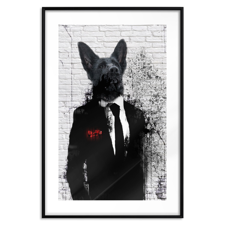 Wall Poster Businessman Dog - a fanciful animal in a suit on a brick wall 130794 additionalImage 27