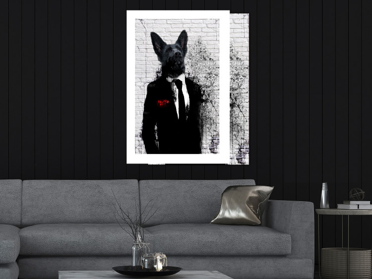 Wall Poster Businessman Dog - a fanciful animal in a suit on a brick wall 130794 additionalImage 3