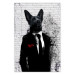 Wall Poster Businessman Dog - a fanciful animal in a suit on a brick wall 130794