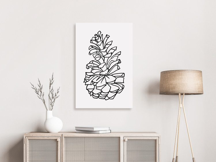 Canvas Forest Scent (1-piece) Vertical - natural pine cone in lineart style 131894 additionalImage 3