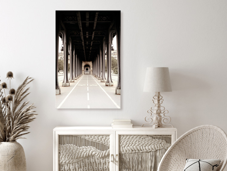 Canvas Art Print Bridge on Seine - sepia photograph of Paris architecture 132294 additionalImage 3