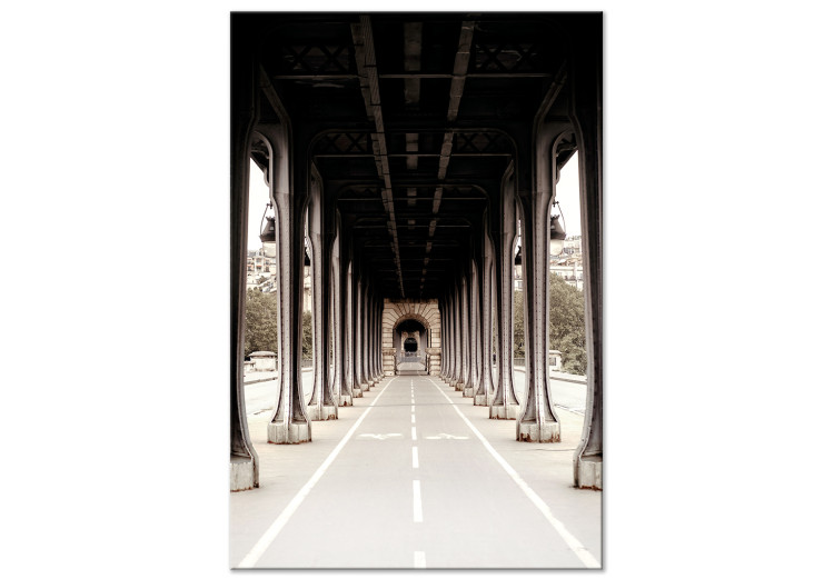 Canvas Art Print Bridge on Seine - sepia photograph of Paris architecture 132294