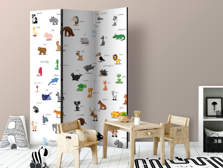 Room Divider Animals (For Kids) (3-piece) - colorful illustrations with captions 132594 additionalImage 2