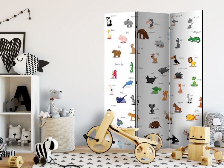 Room Divider Animals (For Kids) (3-piece) - colorful illustrations with captions 132594 additionalImage 4