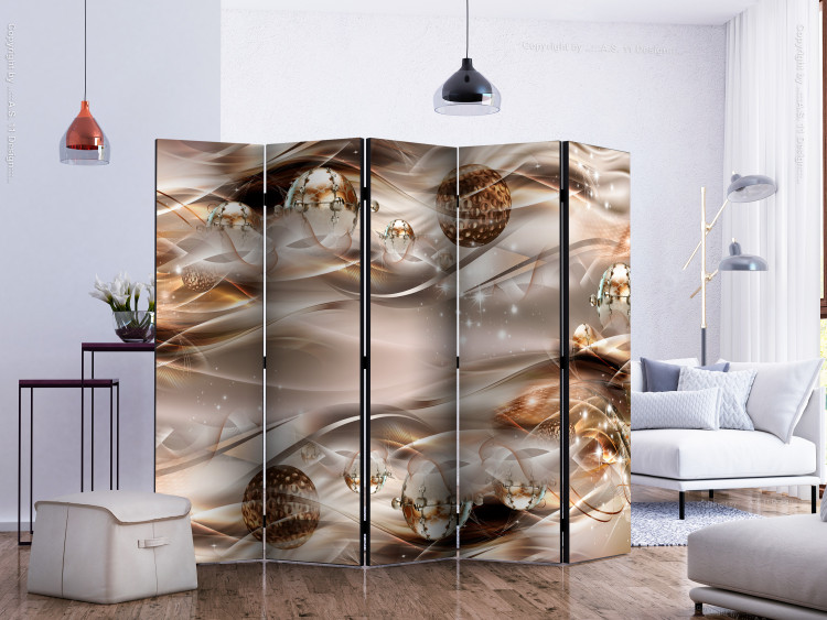Room Divider Screen Amber Constellation II (5-piece) - luxurious 3D abstract 132694 additionalImage 2