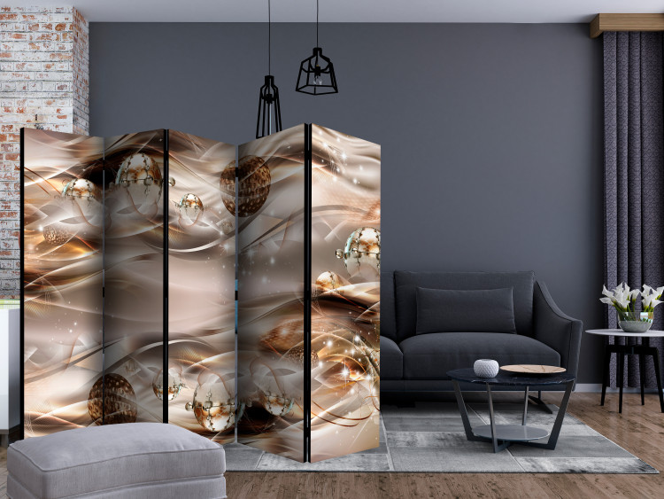 Room Divider Screen Amber Constellation II (5-piece) - luxurious 3D abstract 132694 additionalImage 4
