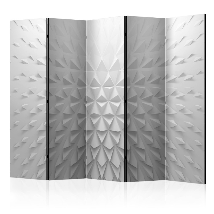 Room Divider Screen Tetrahedrons II (5-piece) - white abstraction into geometric figures 132794