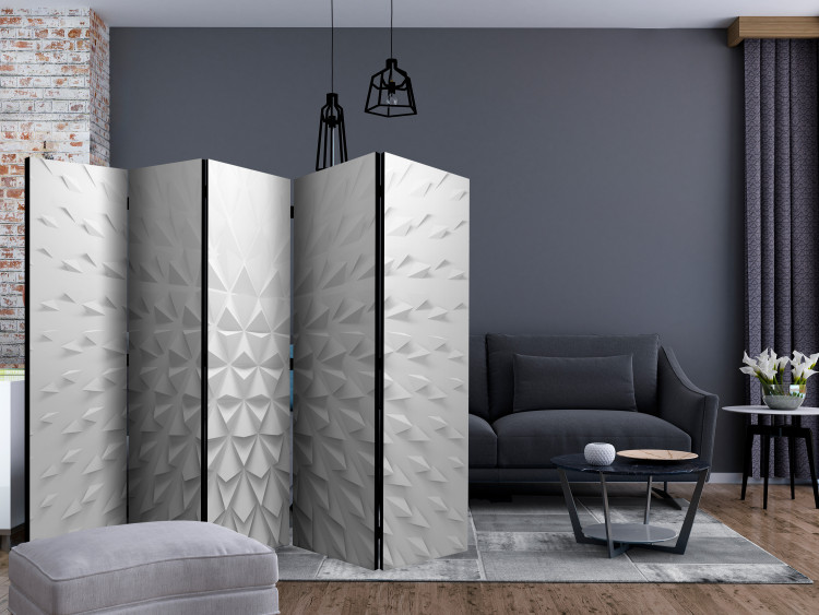 Room Divider Screen Tetrahedrons II (5-piece) - white abstraction into geometric figures 132794 additionalImage 4
