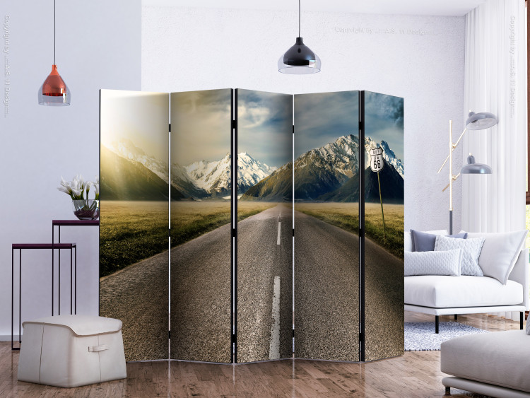 Room Divider Long Road II (5-piece) - road and snowy mountain landscape in the distance 133194 additionalImage 2