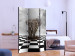 Room Divider Escape from Africa (3-piece) - abstraction with an elephant and a checkerboard 133394 additionalThumb 2