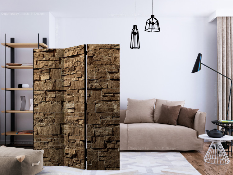 Room Separator Stone Melody (3-piece) - brown composition with wall texture 133494 additionalImage 4