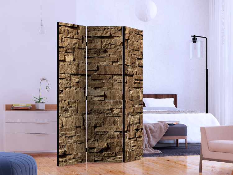 Room Separator Stone Melody (3-piece) - brown composition with wall texture 133494 additionalImage 2