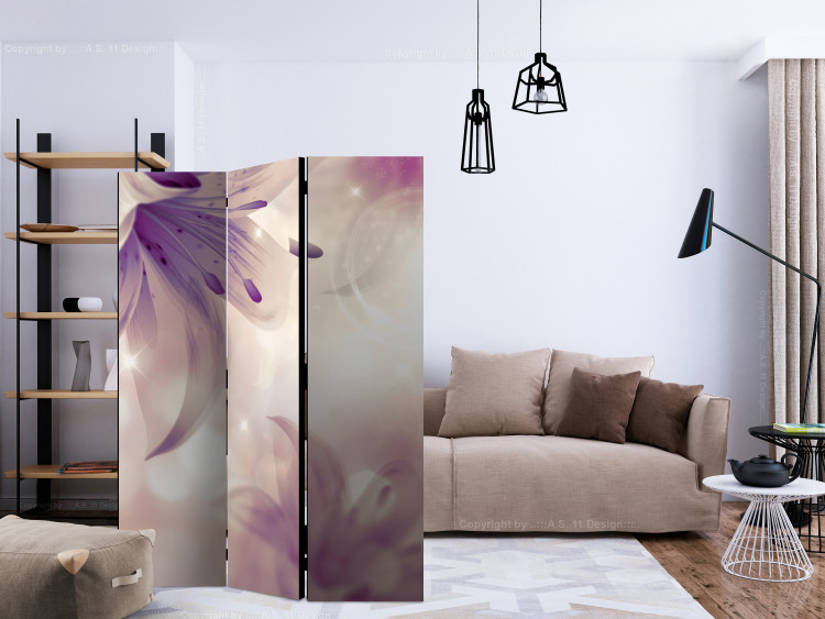 Folding Screen Ballad of Delicacy - illusion of purple lily flowers on a light background 133794 additionalImage 4