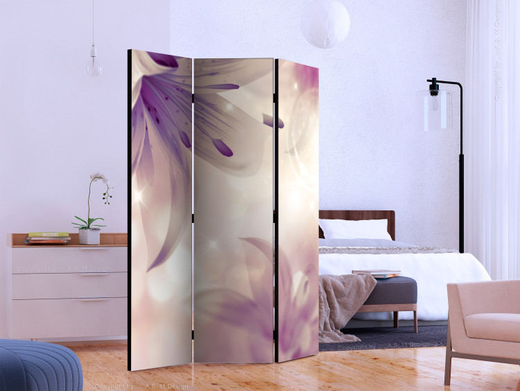Folding Screen Ballad of Delicacy - illusion of purple lily flowers on a light background 133794 additionalImage 2