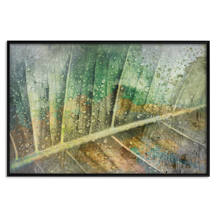 Wall Poster Colorfulness - green composition with a leaf and small raindrops 135794 additionalImage 17
