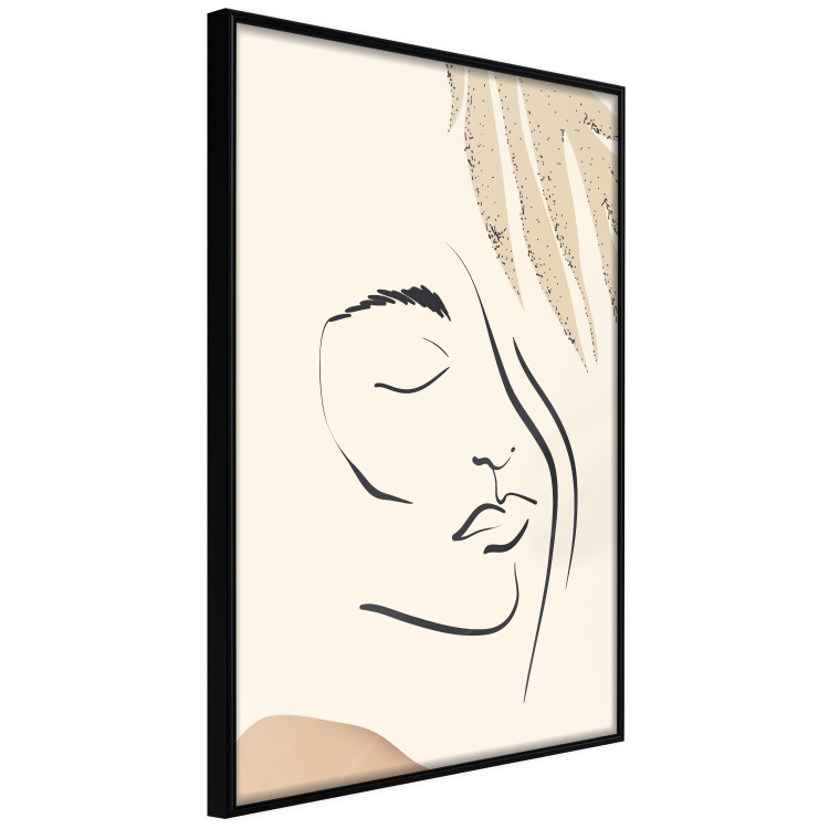 Wall Poster Senna Curtain - delicate lineart with a woman's face on a beige background 137494 additionalImage 3