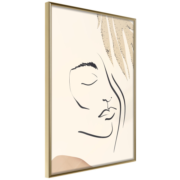 Wall Poster Senna Curtain - delicate lineart with a woman's face on a beige background 137494 additionalImage 10