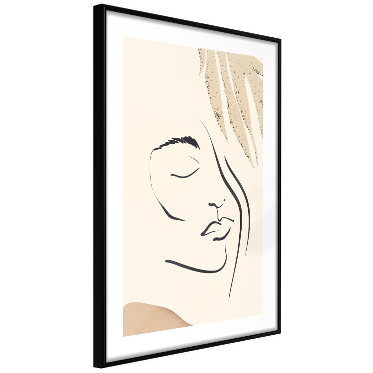 Wall Poster Senna Curtain - delicate lineart with a woman's face on a beige background 137494 additionalImage 5