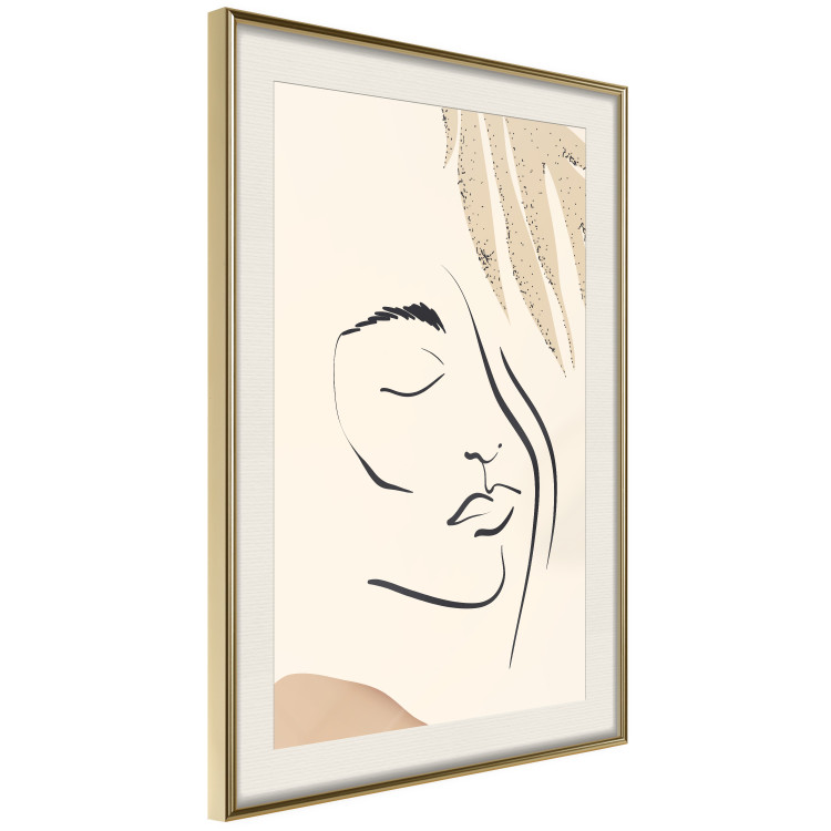 Wall Poster Senna Curtain - delicate lineart with a woman's face on a beige background 137494 additionalImage 3