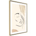 Wall Poster Senna Curtain - delicate lineart with a woman's face on a beige background 137494 additionalThumb 2