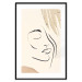 Wall Poster Senna Curtain - delicate lineart with a woman's face on a beige background 137494 additionalThumb 19