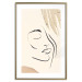 Wall Poster Senna Curtain - delicate lineart with a woman's face on a beige background 137494 additionalThumb 16