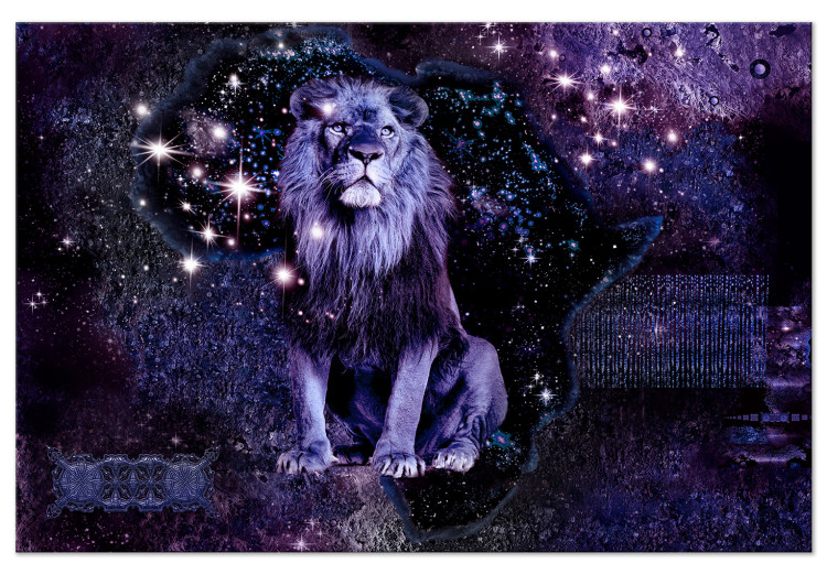 Canvas Print King's Rest (1-piece) wide - wild cat on purple background 138594