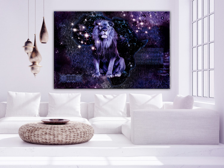Canvas Print King's Rest (1-piece) wide - wild cat on purple background 138594 additionalImage 3