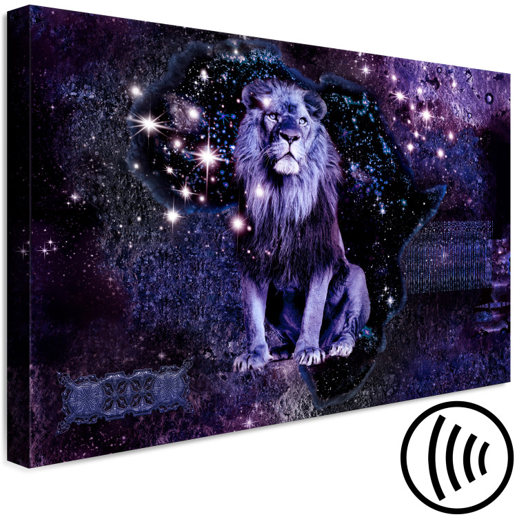 Canvas Print King's Rest (1-piece) wide - wild cat on purple background 138594 additionalImage 6