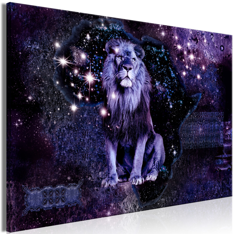 Canvas Print King's Rest (1-piece) wide - wild cat on purple background 138594 additionalImage 2