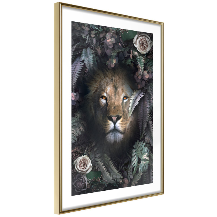 Wall Poster Lion in Leaves - animal portrait against green plants and flowers 138694 additionalImage 9