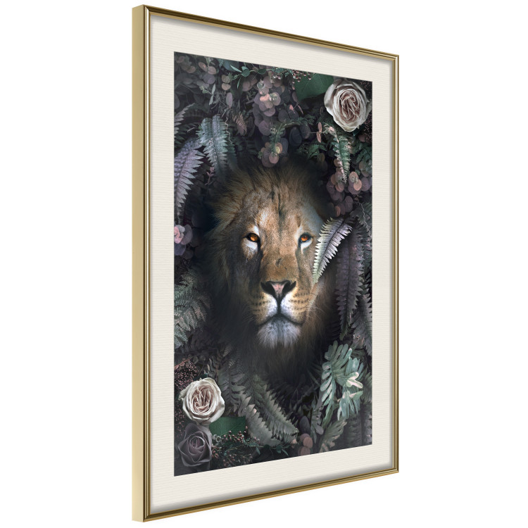 Wall Poster Lion in Leaves - animal portrait against green plants and flowers 138694 additionalImage 8