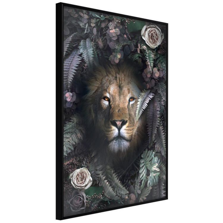 Wall Poster Lion in Leaves - animal portrait against green plants and flowers 138694 additionalImage 9