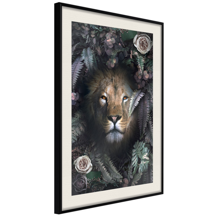 Wall Poster Lion in Leaves - animal portrait against green plants and flowers 138694 additionalImage 6