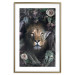 Wall Poster Lion in Leaves - animal portrait against green plants and flowers 138694 additionalThumb 14