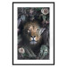 Wall Poster Lion in Leaves - animal portrait against green plants and flowers 138694 additionalThumb 13