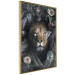 Wall Poster Lion in Leaves - animal portrait against green plants and flowers 138694 additionalThumb 4