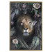 Wall Poster Lion in Leaves - animal portrait against green plants and flowers 138694 additionalThumb 18