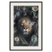 Wall Poster Lion in Leaves - animal portrait against green plants and flowers 138694 additionalThumb 27