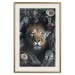 Wall Poster Lion in Leaves - animal portrait against green plants and flowers 138694 additionalThumb 16