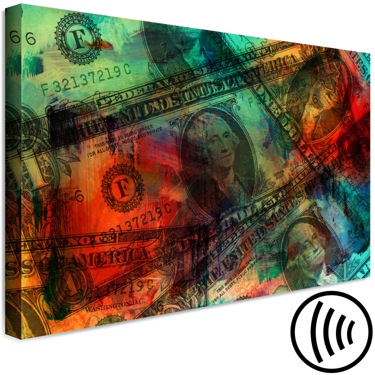 Canvas Print Dirty Money (1-piece) Wide - colorful abstraction with banknotes 142794 additionalImage 6
