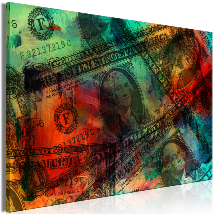 Canvas Print Dirty Money (1-piece) Wide - colorful abstraction with banknotes 142794 additionalImage 2