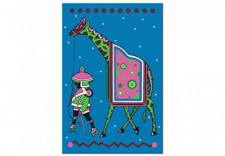 Paint by Number Kit Green Giraffe at Night - Tall Animal With a Man Against a Dark Background 144094 additionalImage 3