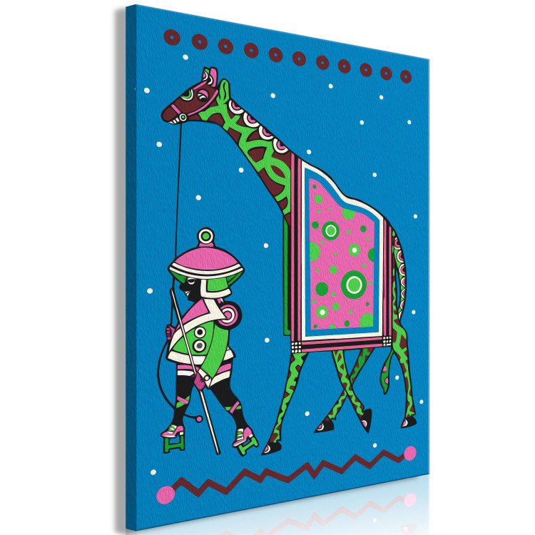 Paint by Number Kit Green Giraffe at Night - Tall Animal With a Man Against a Dark Background 144094 additionalImage 6